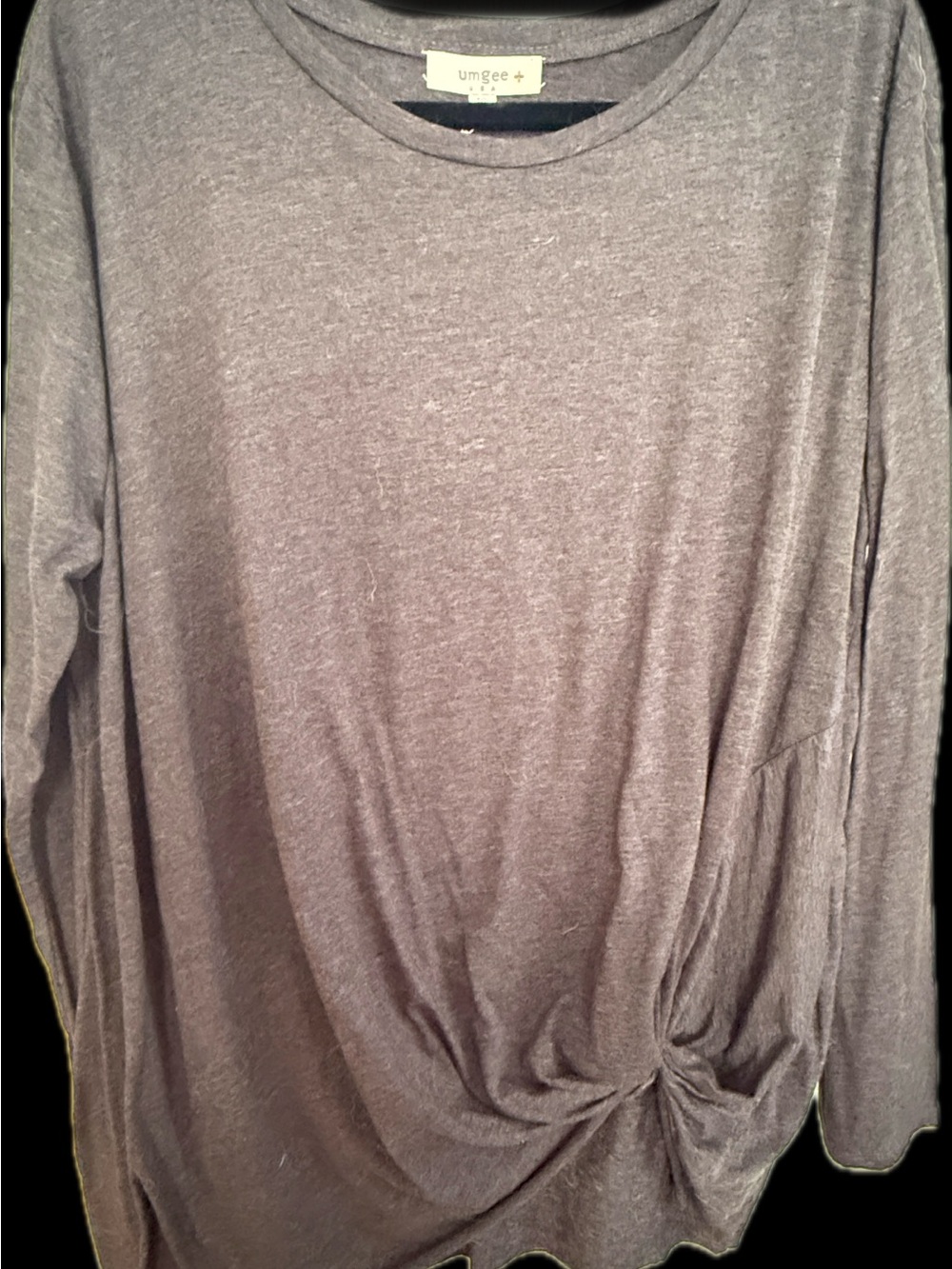 Umgee Heather Gray Twist-Front Long Sleeve Top